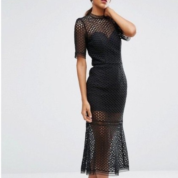 Jarlo Tall Cutwork Lace Overlay Midi Dress - Picture 4 of 11